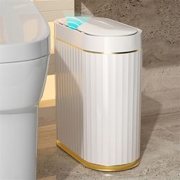 Afvalbakken Joybos Smart Sensor Trash Can Electronic Automatic Badkamer Garbage Huishoudelijk Toilet Smalle naad 220927