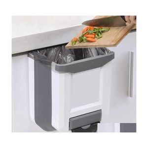 Poubelles Poubelle de cuisine en plastique pliant mural livraison directe maison jardin ménage organisation nettoyage ménager DH6Rx