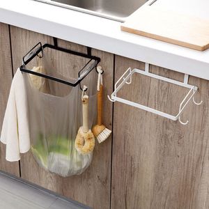 Poubelles de cuisine Porte-sac à ordures Cintre en fer Porte-poubelle en métal Porte de placard Suspendue à l'arrière Cuisine Rangement Poubelle Accessoires Outils 230607