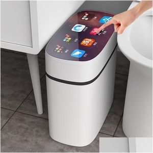 Contenedores de basura Sensor Matic Bote de basura Inodoro Cocina Contenedor de basura Baño inteligente Hogar Impermeable Inducción Cubo de basura Cubo de basura DHQZA