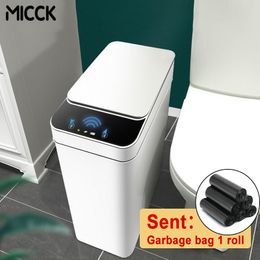 Afvalbakken MICCK 12L Smart Prullenbak Waterdicht Automatische Sensor Vuilnis Voor Badkamer Keuken Kubus Woonkamer Recycle 230901