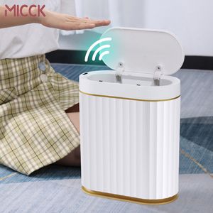 Afvalbakken Micck Automatische sensor Keukenafval kan afval afval voor badkamer Keukenlicht Luxe Luxe Familie Woonkamer Smart vuilnisbak 230306