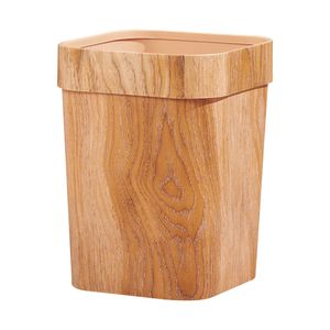 Poubelles Poubelle en plastique Poubelle à grains de bois Conteneur à déchets Grande poubelle rectangulaire rustique pour salle de bain cuisine 230306