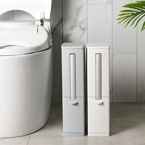Poubelles Presse couvercle ouvert salle de bain Simple et à la mode Corbeille à papier carrée Brosse WC Poubelle intégrée 230512