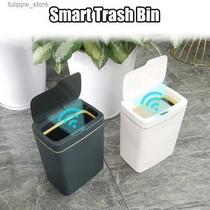 Bacs déchets calmes 18L Smart Home Smart Trash Can Garbage Bin Sacging Automatic avec couvercle pour la cuisine Salle de bain Capteur Smart Smart Smart Capteur L46