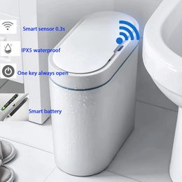 Cubos de basura QWE123 Home Smart Sensor Cubo de basura Electrónico Automático Hogar Baño Inodoro Dormitorio Sala de estar Impermeable N Seam Sen 230512