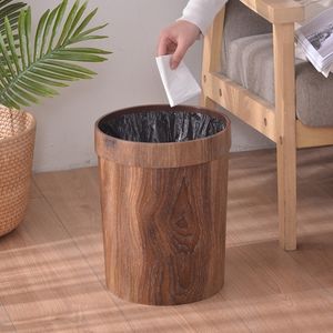 Cubos de basura Retro Creativo Papelera de grano de madera Hogar Sala de estar Cocina Cubo de basura Oficina Cesta de papel higiénico Suministros de baño 230627