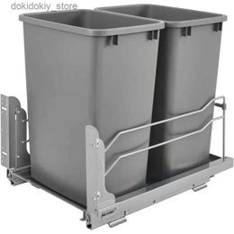 Bins de residuos Rev-A-Shelf Doble Trash Tash Can para gabinetes debajo de la cocina 35 cuartos 8.75 Allon con toboganes de cierre suave L49 L49