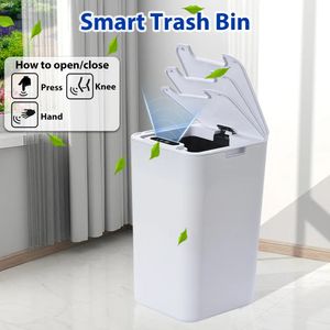 Afvalbakken Sdarisb Smart Sensor Trash Can Automatic schoppen Witte vuilnisbak voor keukenbadkamer waterdicht