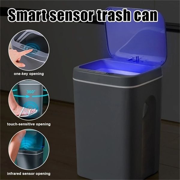 Cubos de basura de inducción inteligente, cubo de basura con Sensor automático, cubo de basura eléctrico táctil, basura de cocina para basura de baño 121416L 220919