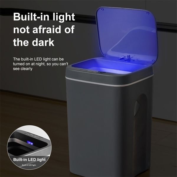 Bidoni per rifiuti Cestino intelligente per bagno Sensore automatico intelligente Cestino per immondizia Toilette impermeabile Cucina 12-16L 220930