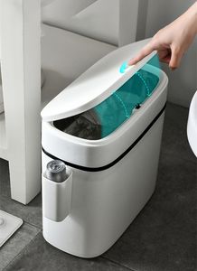 Afvalbakken Smart Trash Cay Pers-type afvalbakken met opbergdoos Nordic Simplicity Huishoudelijke badkamer toilet Waterdichte smalle sensor bin 230210