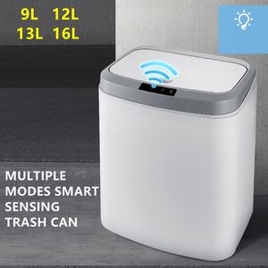 Afvalbakken Smart Prullenbak Touch Sensor Automatische Prullenbak Kan Plastic Keuken Blikjes Woonkamer Met LED Licht Grote Capaciteit Huishouden 230627