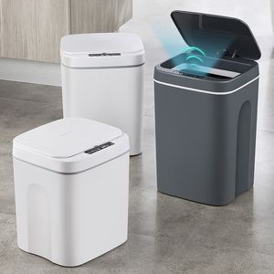 Afvalbakken Smart Trash Cans Automatic Sensor Trash Bin voor badkamer keuken vuilnisbak met LED -licht Intelligente woonkamer recycle bin 230306