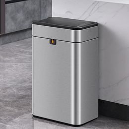 Poubelles en Acier Inoxydable Poubelle à Capteur Intelligent de Grande Capacité pour Cuisine Poubelle à Capteur Automatique pour Chambre à Coucher Poubelles de Toilette 230605