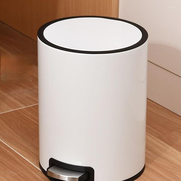 Poubelles En Acier Inoxydable Moderne Poubelle Chambre Corbeille À Papier Debout Peut Cuisine Stockage Rangement Cuisine BI50WB