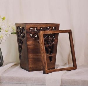 Poubelles Poubelle en bois massif thaïlandais, lumière de luxe créative rétro, nouveau style chinois, chambre à coucher, cuisine, salon, goutte en bois, livraison Otycw