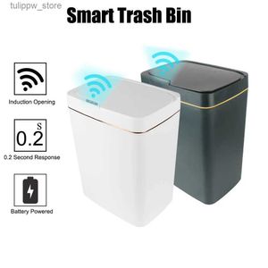 Afvalbakken Touchless Smart Sensor Smart Trash Can 18L met deksel voor keuken badkamer slaapkamer automatisch zakken afval bin l46