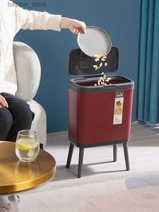 Couche à déchets Couche de la poubelle 12L Luxury Corche pour la cuisine de la cuisine de salle de bain Creative Quadrupied High Foot Push-Type Garbage Bin avec couvercle L46