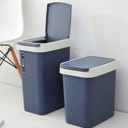 Afvalbakken Trash Cans voor de keuken badkamer WC Plastic afval bin huishouden Dust bin creatieve emmer presserend type rechthoekig afval bin 230306
