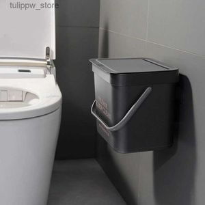 Bacs déchets poubelle de salle de bain murale avec couvercle couvercle style nodique suspendu godet de toilette poubelle bacs déchets l46