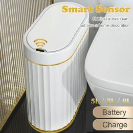 Poubelle N smart dump salle de bains poubelle toilette poubelle seau poubelle capteur automatique poubelle accessoires de cuisine 231225