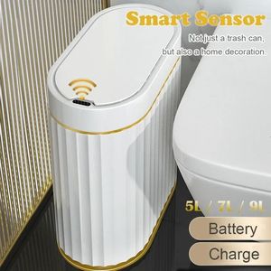 WasteBasket N Smart Dump Badkamer Trash Bin Toilet Trail Emmer Dustbin Automatische Sensor Trash Can Kitchen Accessoires 231225