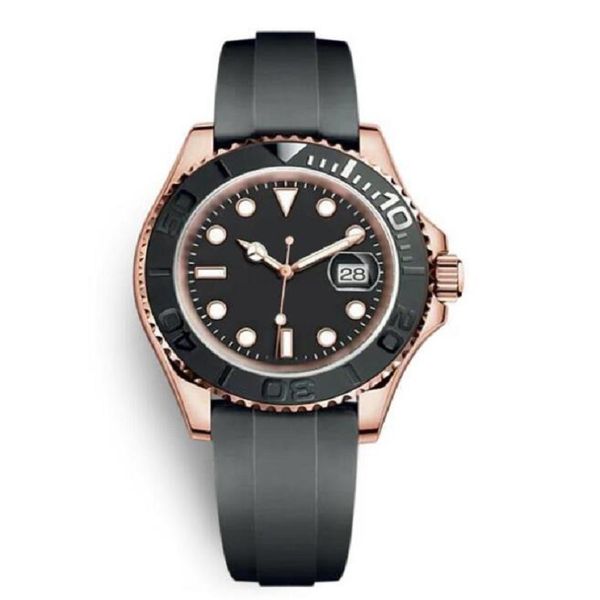 Montre 40mm bracelet en caoutchouc or Rose mouvement automatique mécanique en acier inoxydable hommes maître mâle montre-bracelet Yacht montres
