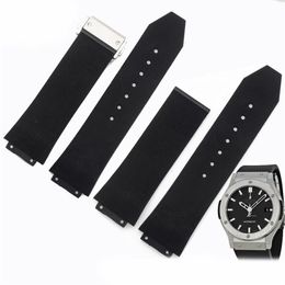 Accessoires de montre 23mm 26mm 28mm hommes femmes fermoir de déploiement en acier inoxydable noir plongée en caoutchouc de silicone bracelet de montre bracelet pour HUB 250b