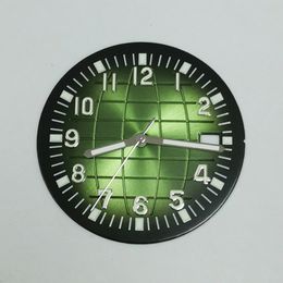 Accesorios para relojes Esfera de 32 mm con letras en forma de granada de mano/puntero luminoso verde que se puede equipar con movimiento NH35 36 4R 7S