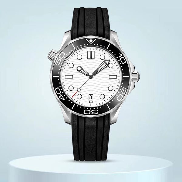montre montres mécaniques automatiques montre pour hommes montre extérieure 41MM cadran blanc avec bracelet en caoutchouc lunette rotative 8215 montres de mouvement de haute qualité Orologio