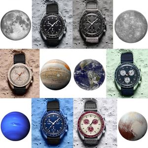 Bekijk Automatic Quarz Moons horloges Bioceramic Mens horloges van hoogwaardige waterbestendige lichtgevende chronograaf lederen band polsWatch238G