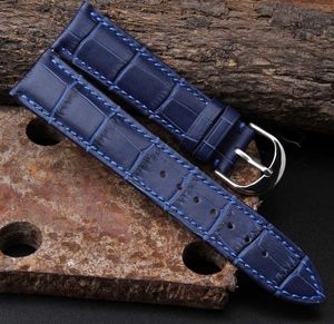 Watchband 12mm 14 mm 16 mm 18 mm 20 mm 22 mm heren dames donkerblauw 100% echte krokodil korrel lederen horlogebandband armbanden h0915