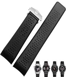 Regarder un groupe pour Carrera Silicone en caoutchouc imperméable hommes femmes 22 24 mm accessoires de sangle Bracelet Belt244N9658440