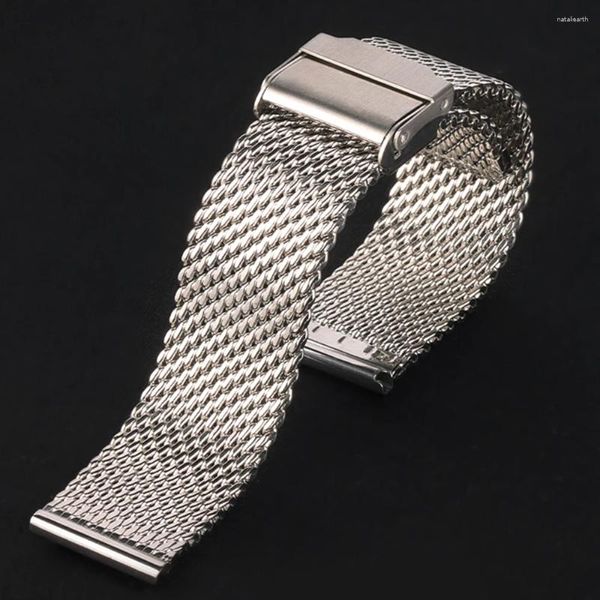 Montre les bandes de montée 1,0 mm Milanese Mesh en maille inoxydable Bande en acier inoxydable 3 mm épaisseur épaisse épaisse 18 mm 20 mm 22 mm 24 mm de largeur métal