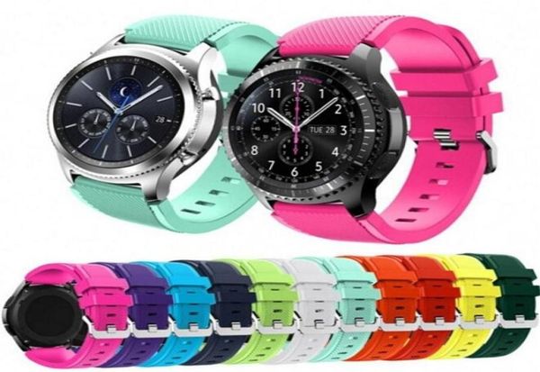Watch Bands 10 Colors Top Brand 22 mm Sports Silicone Watch Bands pour Galaxy Gear S3 Classic Frontier R760765770 Smart Strap8696723