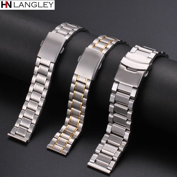 Bracelets de montre 12mm 14mm 16mm 18mm 20mm 22mm 24mm largeur bracelet de montre bracelet en acier inoxydable Fivebead plongée bracelet en acier montre accessoires outil 230411