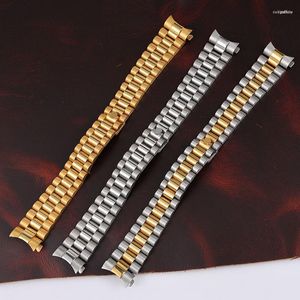 Correas de reloj de 13, 17 y 20mm, eslabones de tornillo de extremo curvo, cierre de despliegue, pulsera de acero inoxidable sólido, correa de pulsera para presidente Deli22