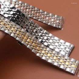 Bracelets de montre 14/16/18/20mm/22mm/24mm, en acier inoxydable, Interface droite polie avec broches à outils de remplacement