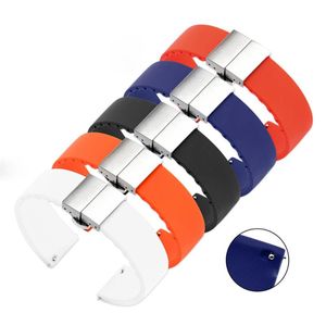 Watch Bands 14mm 16mm 18mm 20mm 22mm 24mm Siliconen Rubber Strap Sport Snelle Release Band Dubbele Press Butterfly Gesp Pols Armband