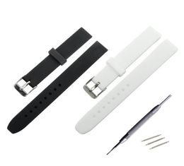 Bekijkbanden 14 mm Zwart Wit Silicone Rubber Diver Band Banden Waterdichte vervanging Universal Sport Watchband Bracelet Accessori9390422