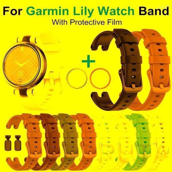 Bracelets de montre Bracelet en silicone de 14 mm pour bracelet Garmin Lily Band Correa avec sangles de film de protection en verre trempé souple Hele22