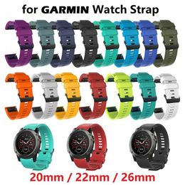 Watch Bands 15 Garmin Fenix Smorts intelligents 7x / 6/5 Instinct Enduro 2 TACTIX7 Epix 965 955 945 SILE STRAP 20mm 22 mm 26 mm Q240430