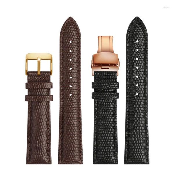 Bracelets de montre 16mm 18mm 20mm 22mm noir marron rouge motif lézard de qualité supérieure hommes et femmes bracelet en cuir véritable livraison gratuite