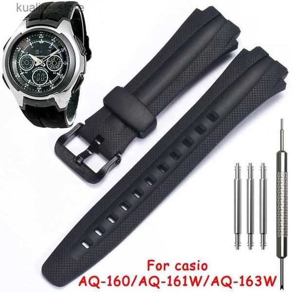 Bracelets de montre 17mm bracelet en résine pour Casio AQ-160w AQ-161w AQ-163w bande hommes en caoutchouc noir étanche accessoires de remplacement L240307