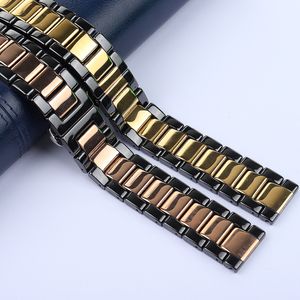 Horlogebanden 18 20 22 mm luxe universele keramische band zwart met roségoud heren dameshorlogeband armband riem horlogeband Pools vervaagt nooit 230728