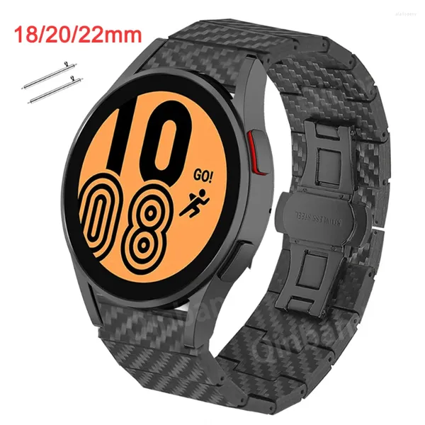 Bracelets de montre 18/20/22mm, pour Samsung Galaxy 3 4 46mm 42mm 44/40 Active2, Bracelet à motif en Fiber de carbone Huawei GT2 Amazfit GTR2