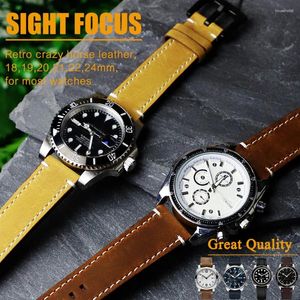 Horlogebanden 18mm 19mm 20mm 21mm 22mm 24mm Vintage Lederen Band Quick Release Pins band Voor Samsung Huawei IWC Horlogebanden