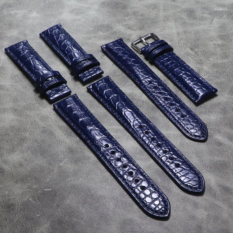 Watch Bands 18mm 19mm 20mm 21mm 22mm High Quality Strap Soft Crocodile Skin Belt Genuine Leather Comfortable Blue Band Wrist