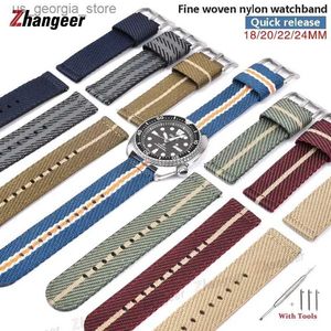 Bandes de montre 18mm 20mm 22mm 24mm bracelet en nylon à rayures de qualité supérieure pour Huawei GT2 / Samsung S2 S3 bandes intelligentes accessoires de remplacement Y240321